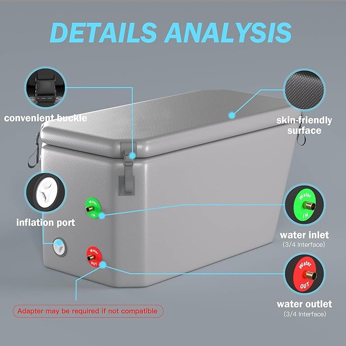 DEEPTIME Angled Portable Ice Bath Tub (Gray) | For Athletes Fitness Recovery, Outdoor Ice Bath Tub, Chiller Compatible
