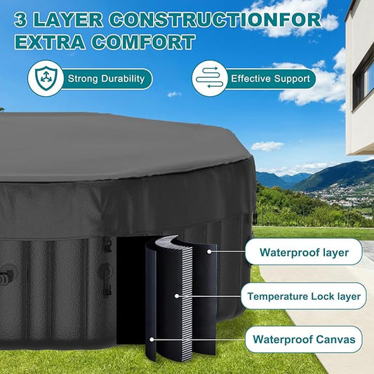 75" X 75" X 25" Hottub, 4-6 Person Inflatable Hot Tub, Portable Blow Up Hot Tub Octagonal Portable Outdoor Spa with 130 Bubble Jets and Heater Pump, Filter
