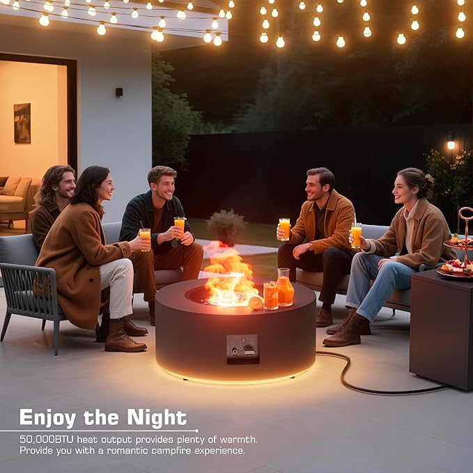 Outdoor Fire Pit Table Propane Gas Fire pits & Outdoor Fireplaces 30'' Round Firepit Table, 50,000 BTU Fire Table for Patio Set, Dark Grey