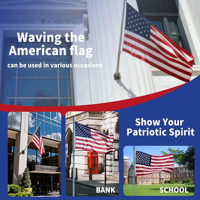 EMBROID American Flag 15x25,USA US Flag Heavy Duty Outdoor,Embroidered Stars,Tear Resistant,Sewn Stripes,Brass Grommets,Upgraded High-strength Polyester Fabric.