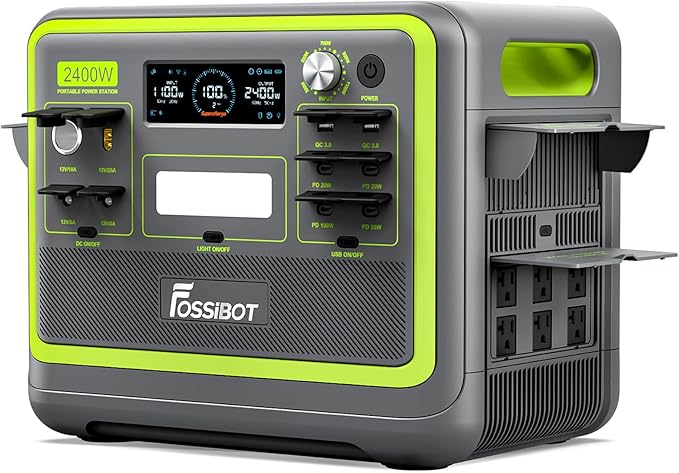 FOSSiBOT F2400 Solar Generator 2400W (4800W Peak),2048Wh LiFePO4 Battery Solar Generator with 1100W AC & 500W Solar Charging APP Control,1.5H Fast Charging, for Camping, Home Use, Emergency,RV