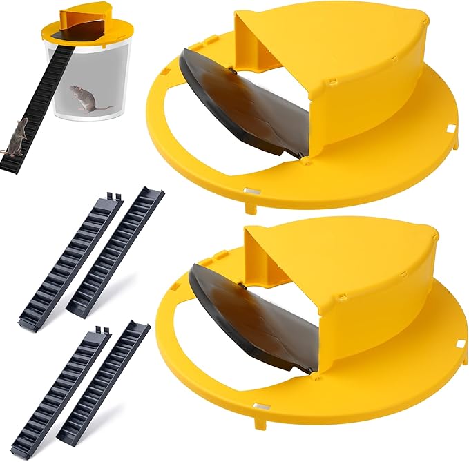 Mouse Trap Bucket 2Pack - 5 Gallon Bucket Lid Mouse Rat Trap - Automatic Reset Flip and Slide Mouse Trap - Humane Mouse Rat Traps for Indoor Outdoor Use - Reusable