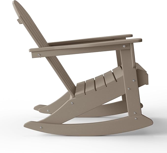 WestinTrends Malibu Outdoor/Patio Poly Adirondack Rocking Chair, Weathered Wood