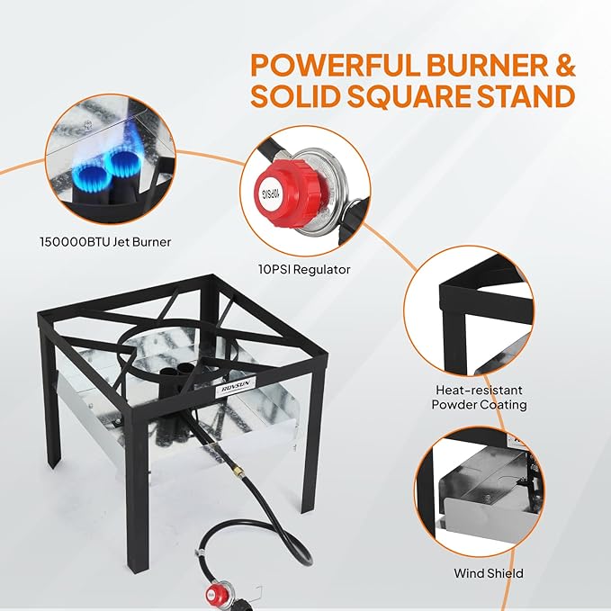 ROVSUN 80QT Turkey Fryer with 150,000BTU Propane Stove, Aluminum Seafood Crawfish Boiler Steamer & Deep Fryer with Basket, 10PSI CSA Certified Regulator & Lifting Hook for Outdoor Backyard Cooking