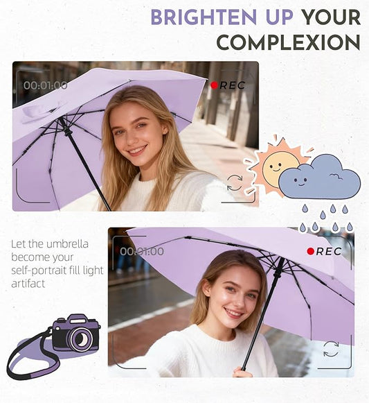 UV Travel Umbrella for Sun Protection & Rain, Compact Windproof Folding, Refined craftsmanship, Auto Open/Close, 43" Canopy with color coating, UPF 100+ UV Blocking, TSA Approved
