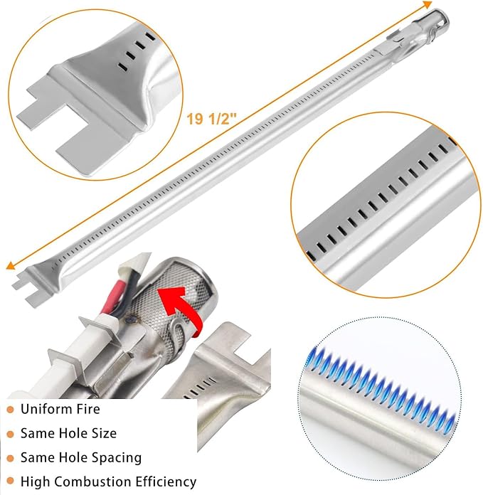 Flavorizer Bars Heat Deflector Burner Tube Set for Weber 300 Series E310 E320 E330 EP310 EP320 EP/CEP330 S310 S320 S330 Front Control Knob, Weber Genesis 62752 7620 7622 Grill Replacement Parts
