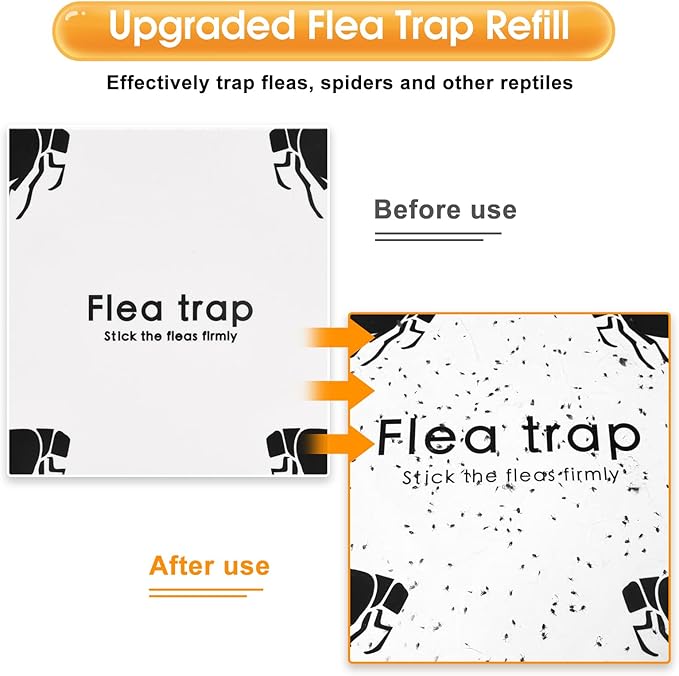 Flea Trap 2 Packs – Premium Flea Traps for Inside Your Home – Natural and Child-Friendly Light Trap for Indoor with Natural Glue Discs Refills and LED Lightbulb