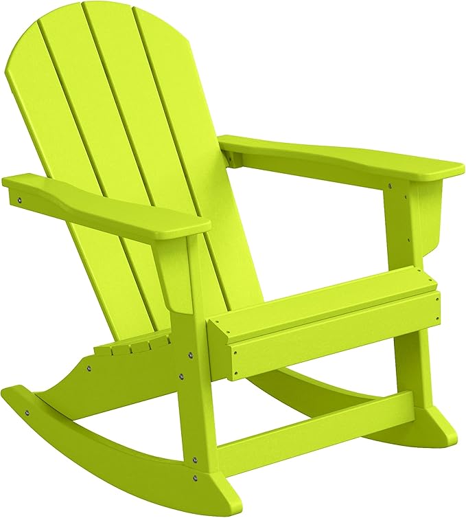 WestinTrends Malibu Outdoor/Patio Poly Adirondack Rocking Chair, Lime