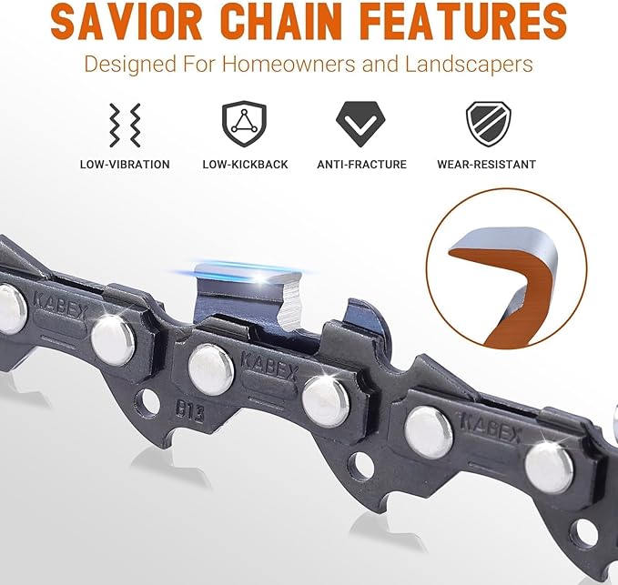 Savior 3Pack S52 14 Inch Chainsaw Chain 3/8" LP Pitch .050" Gauge 52 Drive Links Fits Husqvarna 120 Echo CS-310 Ryobi RY3714, low-kickback Chain fits Dolmar Craftsman Poulan Homelite Chainsaw and More