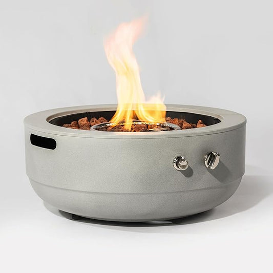 24" Round Propane Gas Fire Pit, 50000 BTU Round Steel Fire Pit for Outside Patio Deck Garden Backyard