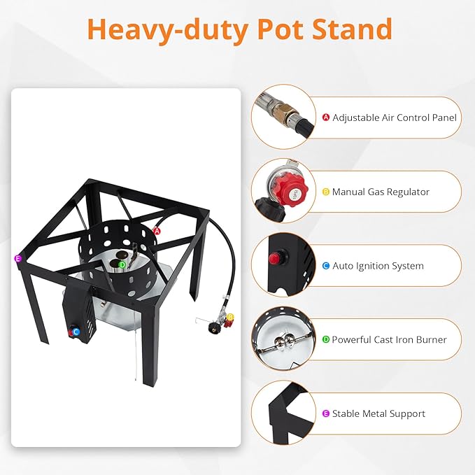60 Qt Seafood Boil Pot, ACONEE Aluminum Crawfish Boiling Kit with Steam/Boil Basket & Strainer, 110000 BTU Propane Jet Burner & Lifting Hook, 10 PSI Regulator, Outdoor Cooking Shrimp Crab Boiler