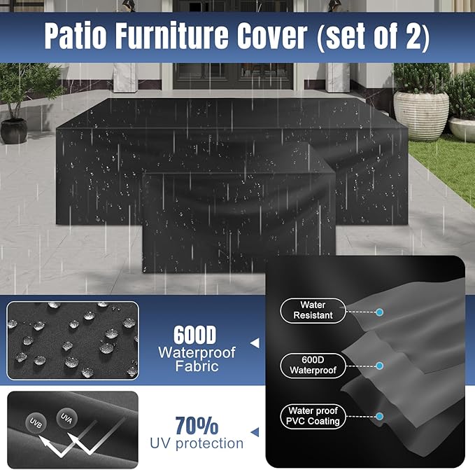 Aoxun 13 Pieces Patio Furniture Set with 44” Fire Pit Table Wicker Rattan Outdoor Sectional Conversation Set with Coffee Table and 4” Thickened Cushions, Blue(Waterproof Cover Included)