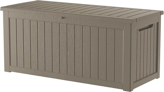Outdoor Storage Box Waterproof, 200 Gallon Lockable Resin Large Deck Box, Patio Storage Bin for Pool Accessories Cushion Furniture, Garden Tools, UV-Resistant Outside Delivery, Grey