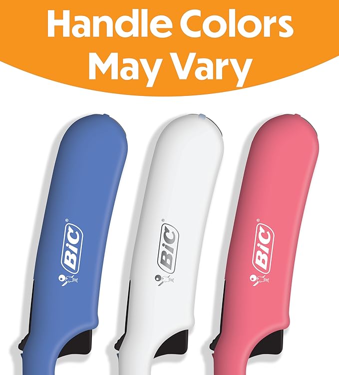 BIC Multi-Purpose Lighters, Ideal Long lighters for Candle and Fireplace Lighting, Assorted Colors, 4 Pack (Colors May Vary)