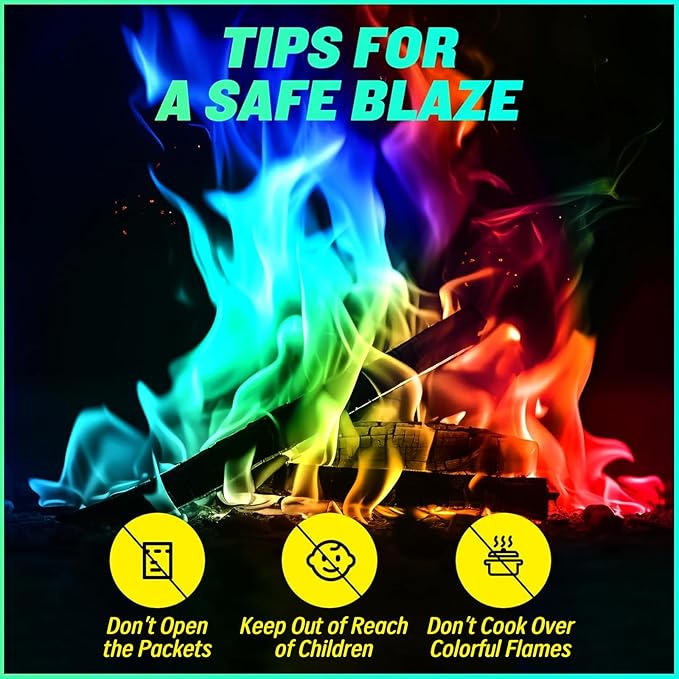 Fire Color Changing Packets Fire Pit - Last Longer Magical Color Flames for Campfires, Bonfire, Fire Pit & Outdoor Fireplaces - Camping Essentials Accessories Christmas Decorations Gift for Kids