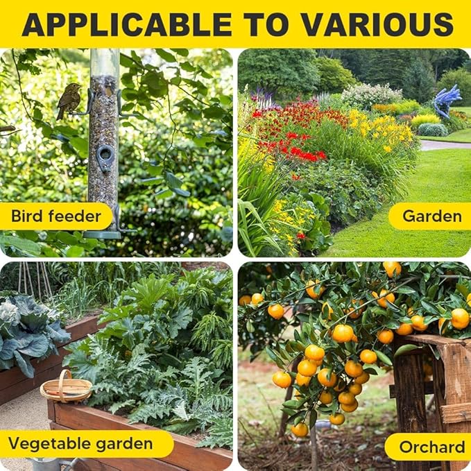 Squirrel Repellent Outdoor, Chipmunk & Squirrel Repellent, Keep Squirrels Away from Garden/Attic/Yard and Bird Feeder, Safe for Kids, Pets and Plants, 120 sq ft Coverage - 8P