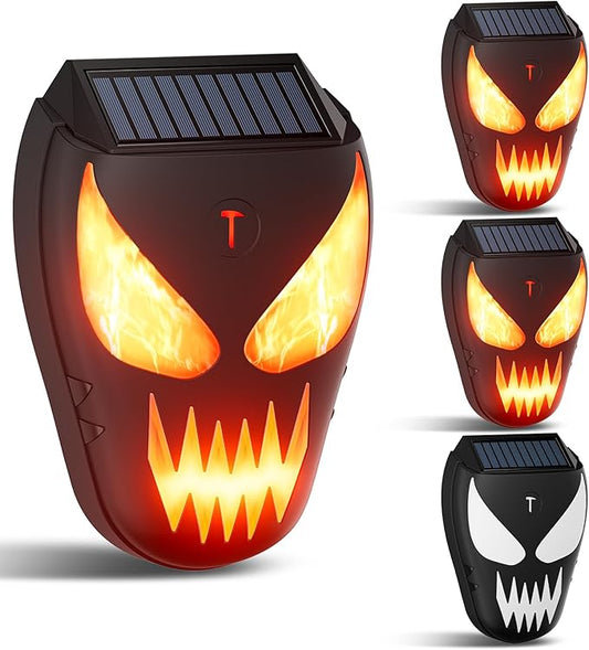 4 Pack Solar Powered Coyote Deterrent with Amber Dynamic Flashing Lights, Effective Coyote, Raccoon, Skunk, Deer & Hawk Deterrent, Waterproof Predator Light for Yards, Gardens & Chicken Coop