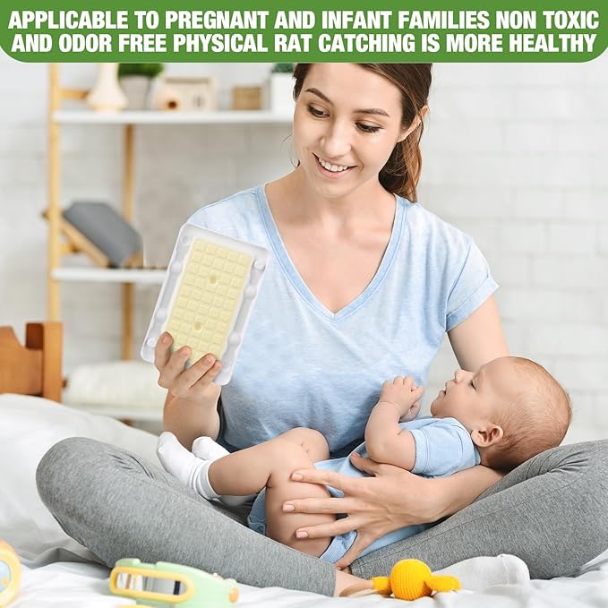 Qualirey 40 Pcs Baited Mouse Glue Traps Indoor for Home Adhesive Plastic Sticky Rat Traps Pads Bulk for House Pest Mice Rats Indoor Outdoor, Simple and Easy to Use (White)