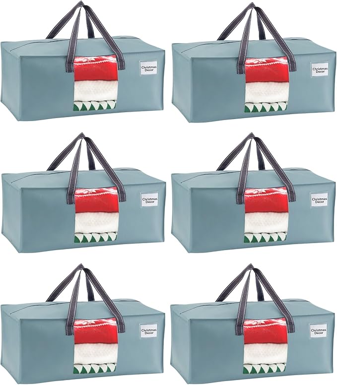 VENO 6 Pack Moving Bags for College, Heavy-Duty Storage Totes, Moving Boxes and Wardrobe Packing Supplies Alternative - Extra Large Durable Laundry Bags for Clothes (Light Blue Matte, 6 Pack)