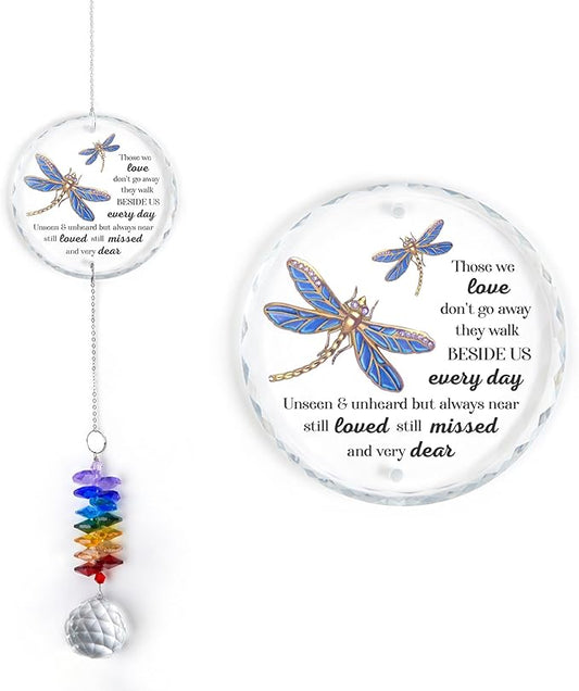 GIFTELIX Glass Suncatcher Ornament - Those we Love Don't go Away - Sympathy Gifts for Loss of Loved Ones - Bereavement Keepsake - Crystal Rainbow Maker - Hanging Crystal Decor - Daily Remembrance