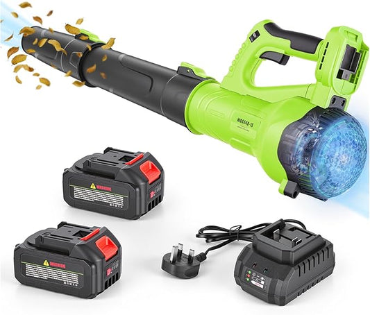 Yaofafa Leaf Blower Cordless with 6-Speed Control, 218CFM Electric Leaf Blower with 2×4000mAh Batteries & Fast Charger, Lightweight Cordless Blower for Patio, Lawn and Garden Cleaning(Green)