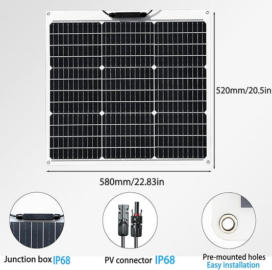 XINPUGUANG Solar Panel Flexible Solar kit (50W Solar KIT White)