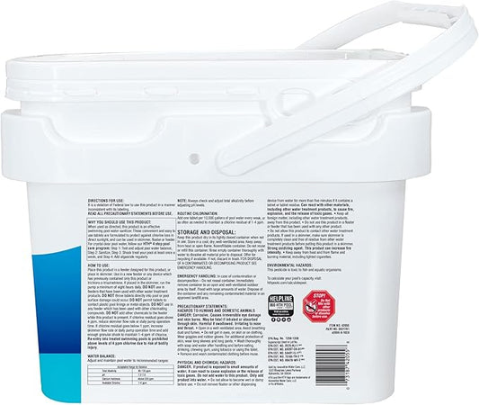 HTH 42055W Pool Care 3" Chlorine Tabs Advanced, Individually Wrapped Tablets - Swimming Pool Sanitizer with Clarifier & Algaecide, Destroys Bacteria & Algae, Delivers Clear Water All Season, 25 lbs