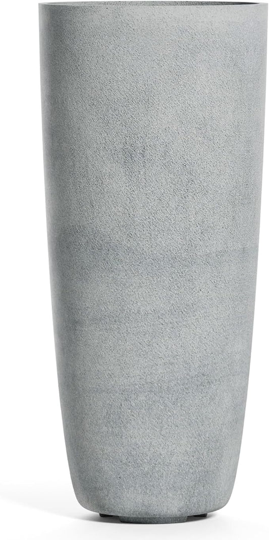 Lofto Tall Planter – Concrete Stone Finish – Fiberglass Indoor/Outdoor and Weather-Resistant Large Planter (19.7" D x 43.7" H Exterior, 18.5" D x 43.3" H Interior)