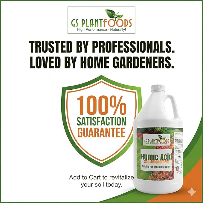 GS Plant Foods Humic Acid Soil Amendment – Leonardite-Derived Liquid Concentrate for Improved Soil Structure & Nutrient Availability – OMRI Listed for Organic Use – 55 Gallons