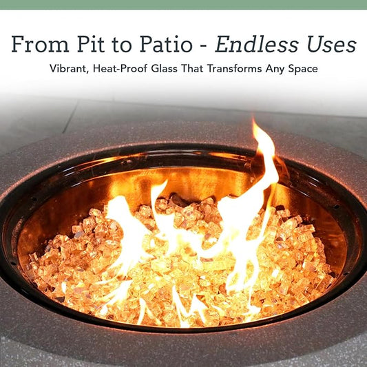 Fire Glass for Fire Pit - Clear - 0.5 Inch 18 lbs - High Luster Reflective Tempered Glass Rocks for Natural or Propane Gas Fireplace or Fire Pit (0.5 Inch - Ref. Clear, 18.00, Pounds)…
