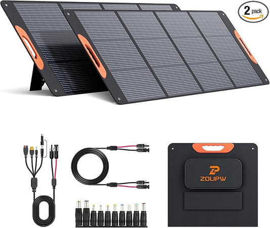 320 Watt N-Type 16BB Portable Solar Panel with Bypass Diodes, RV Essentials,2PCS 160W 20V Foldable Solar Charger for Power Station,25% High Efficiency IP67 Waterproof 3 Kickstands for RV Camping