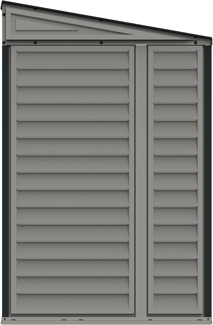 Duramax SideMate 4x10 FT PVC Resin Outdoor Garden Lean-to Storage Shed with Foundation Kit – All-Weather Vinyl Storage, Heavy-Duty Construction, Maintenance-Free, Adobe with Gray Trim