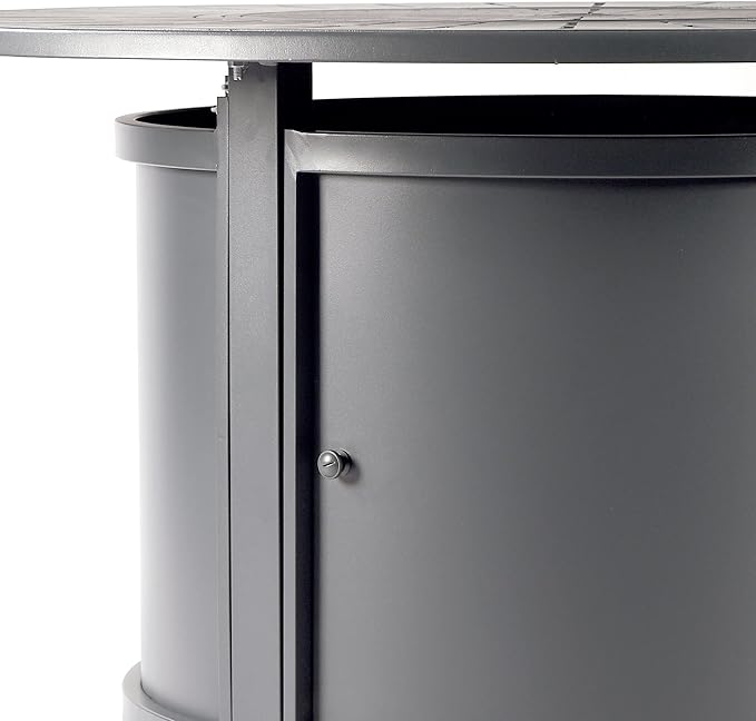 Oakland Living Round 44 in. x 44 in. Aluminum Propane Fire Pit Table with Glass Beads, Two Covers, Lid, 57,000 BTUs in Grey Finish