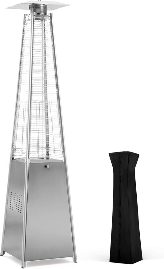 PAMAPIC Patio Heater, 42,000 BTU Pyramid Flame Outdoor Heater, Quartz Glass Tube Propane Heater