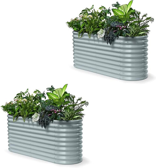 2-Pack 30" Extra Tall Galvanized Raised Garden Bed, 6x2x2.5 ft Metal Planters for Outdoor Plants, Heavy Duty Flower Bed for Vegetable, Garden Bed Outdoor Large Planter Box - Brooklyn Grey