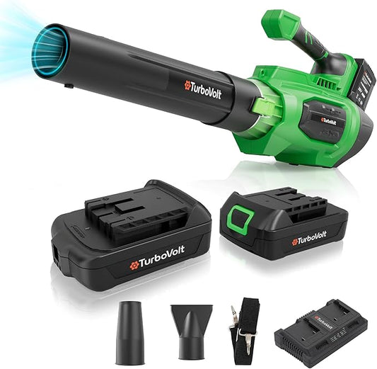 Cordless Leaf Blower with Battery and Charger 40V, 620CFM 150MPH Brushless Electric Motor, 2X5.0Ah Dual Batteries, 4-Speed & Turbo, 3 Nozzles, Lightweight for Lawn Care, Yard, Patio, Garage, Debris