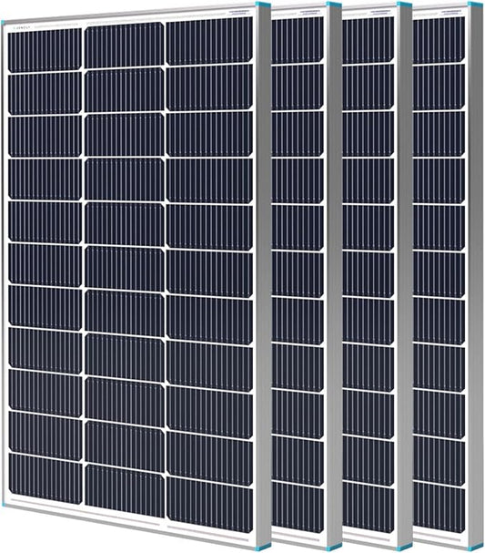 Renogy 4PCS N-Type 100 Watt Solar Panels 16BB, 12V 400W Solar Panel 25% High-Efficiency, PV Module Power Charger for RV Marine Rooftop Farm Battery and Other Off-Grid Applications, 4-Pack 100W