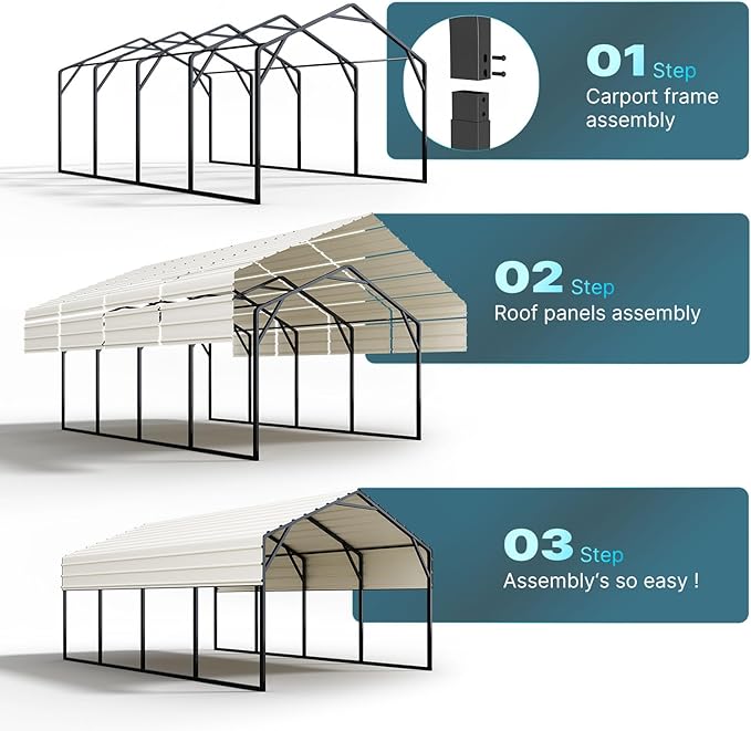Quictent 12x20 ft Heavy Duty Metal Carport for Vehicle Storage Snowproof & Windproof Steel Car Shelter