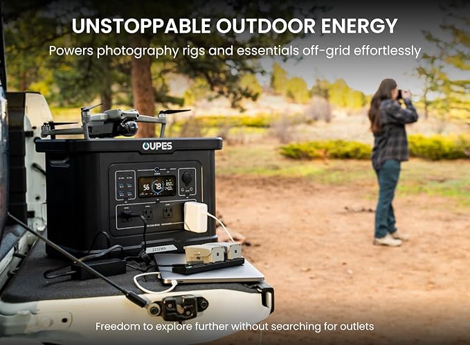 OUPES Exodus 2400 Portable Power Station 2400W (Boost 2600W, Surge 4500W), 2232Wh LiFePO4 Battery Generator, 0-80% Charge in 1.2H, Solar Ready for Home Backup, Camping & RV Essentials