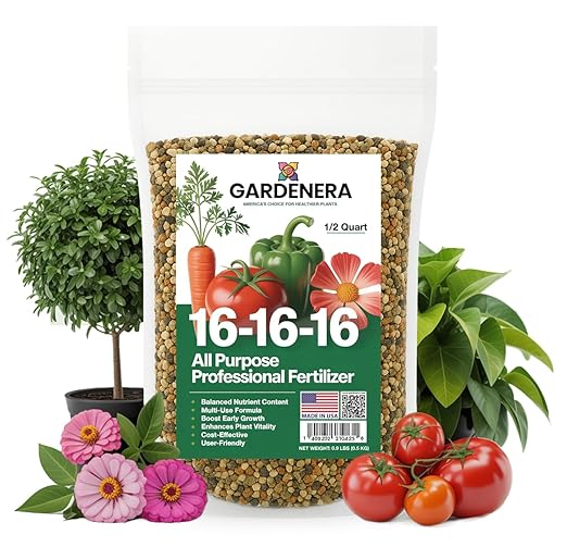 Gardenera 16-16-16 Premium All Purpose Professional Fertilizer - Lawn, Flower, Tree, Shrub & Vegetable Fertilizer (16 OZ)