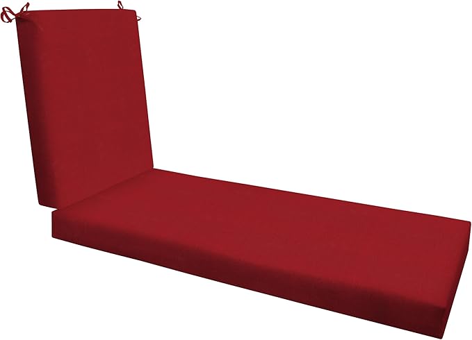 Honeycomb Outdoor Heritage Chaise, 22.5" W x 70" L, Textured Solid Imperial Red Chair Cushion for Patio Furniture