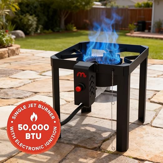 Megamaster 12QT Outdoor Propane Deep Fryer Pot Kit with Basket, 54,000 BTU Gas Aluminum Fish Fryer Kit, 0-10 PSI Regulator, 5" Thermometer, For Chicken Wings, Seafood, French Fries - 840-45009