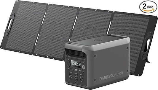 DABBSSON 2048Wh Solar Generator with 210W Solar Panel, Semi-Solid LiFePO4 Battery w/6 2200W AC Output, Compact&Lightweight, Recharge 80% in 1.5 Hr, 2000L Portable Power Station for Camping/Home/RV