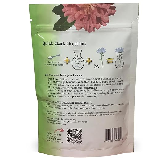 Flower Boosters Fresh Cut Flower Food – Longer-Lasting Blooms & Extended Vase Life – Flowers Last Up to 20 Days – 12.5 oz Value Size