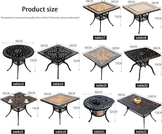 FAPOLITE Outdoor Table Cast Aluminum Square Patio Table with Umbrella Hole All Weather Outdoor Dining Tables for Lawn Garden Backyard (90 * 90cm Woven Square Tables)