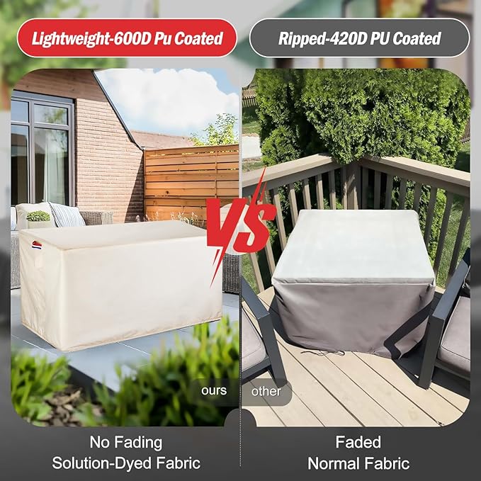 Fire Pit Cover Rectangular 60 Inch - Waterproof Outdoor Fire Table Cover Rectangle Heavy Duty, 600D Patio Propane Gas Firepit Cover Rectangular Tear Weather Resistant - 60 x 24 x 26 Inch Beige