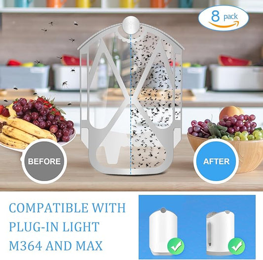 8 Pcs Flying Insect Trap Refill Cartridge Kit Replacement Compatible with Plug-in Light M364 and Max