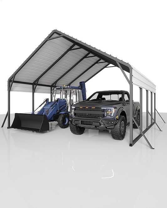 Garveelife 20'x20'x13' Metal Carport for 2 Cars, Heavy Duty Car Ports for Heavy Snow, Reinforced Frame, Tall Metal Car Ports for Bass Boats, Full-Sized Pickup Trucks, and Tractors, N.W. 800 Lbs