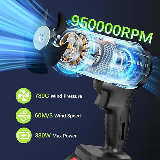 Leaf Blower Cordless with Battery and Charger,21V Electric Handheld Leaf Blower, 950000RPM Powerful Fan with Adjustable Speed, Lightweight Blower for Patio, Lawn, Blowing Leaves and Snow(Black)