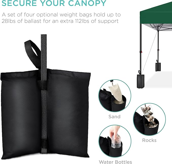 Best Choice Products 8x8ft 1-Person Setup Pop Up Canopy Tent Instant Portable Shelter w/ 1-Button Push, Case, 4 Weight Bags - Forest Green